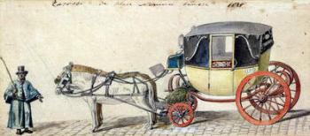 Horse and Carriage, 1825 (pen & ink and w/c on paper) | Obraz na stenu
