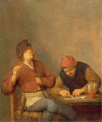 Two Smokers in an Interior, 1643 (oil on panel) | Obraz na stenu