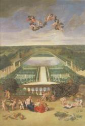 View of the Orangerie at Versailles, from the Piece d'Eau des Suisses and the King's Vegetable Garden with Vertumnus and Pomona, 1688 (oil on canvas) | Obraz na stenu