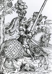 St. George on Horseback, 1507 (woodcut) (b/w photo) | Obraz na stenu