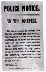Police Notice to the Occupier Relating to Murders in Whitechapel, 30th September 1888 (print) | Obraz na stenu