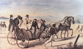Excursion of the Schubertians from Atzenbrugg to Aumuhl, with Franz Peter Schubert (1797-1828) standing to the left with the artist, 1820 (w/c) | Obraz na stenu