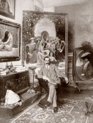 Pedro Sáenz Sáenz, 1863 - 1927. Pre-Raphaelite Brotherhood Spanish painter, here seen in his Malaga studio. From La Esfera, 1914. | Obraz na stenu