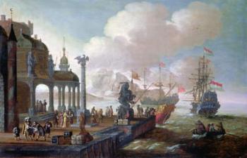 Mediterranean Harbour Scene (oil on canvas) | Obraz na stenu