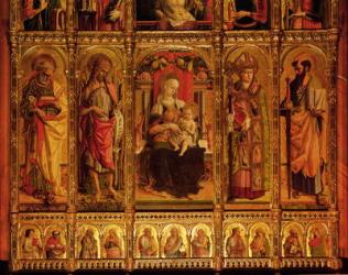 Altarpiece of St Emidio, polyptych, detail of the the Virgin and the Saints (Saint Paul, Saint John the Baptist, Saint Etienne and Saint Paul, from left to right), 1473 (tempera on wood) | Obraz na stenu