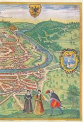 Map of Vienna (coloured engraving) (detail) | Obraz na stenu