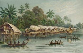 Sowek, a Pile village on the North coast of New Guinea, from 'The History of Mankind', Vol.1, by Prof. Friedrich Ratzel, 1896 (litho) | Obraz na stenu