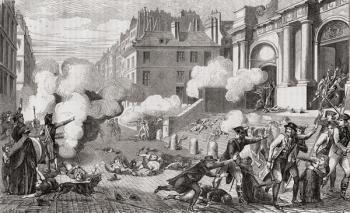 Insurrection of the day of 13 Vendemiaire, Year IV, 5 October 1795, from 'Histoire de la Revolution Francaise' by Louis Blanc (1811-82) (engraving) | Obraz na stenu