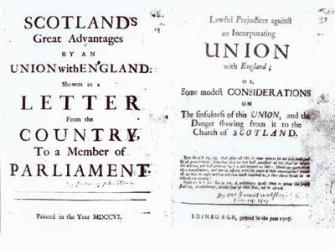 Pamphlets showing both sides of the Anglo-Scottish union debate, 1707 (engraving) (b/w photo) | Obraz na stenu