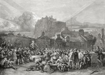 Signing the Covenant in Greyfriars Churchyard, Edinburgh in 1638, from 'Scottish Pictures Drawn with Pen and Pencil', by Samuel G. Green, published in 1886 (litho) | Obraz na stenu