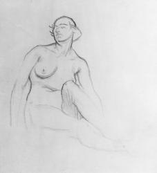 Study of a nude woman, 1915 (charcoal on paper) | Obraz na stenu