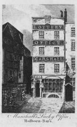 Marshall's Lucky Office Holborn-Bars, c.1817 (engraving) | Obraz na stenu
