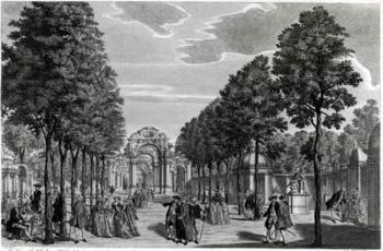 The Triumphal Arches, Handel's Statue in the South Walk of Vauxhall Gardens, engraved by John S. Muller (hand coloured etching and engraving) | Obraz na stenu