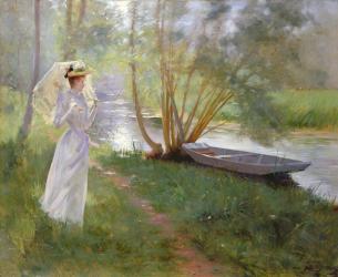 A walk by the river, 1890 (oil on canvas) | Obraz na stenu