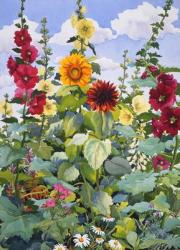 Hollyhocks and Sunflowers, 2003 (w/c on paper) | Obraz na stenu