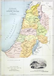 Canaan as it was divided between the twelve tribes of Israel (colour litho) | Obraz na stenu