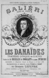 Advertisement for 'Les Danaides', 19th April 1784 (litho) (b/w photo) | Obraz na stenu