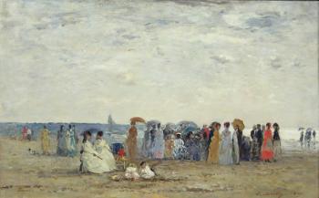 Swimmers on Trouville beach, 1869 (oil on wood) | Obraz na stenu