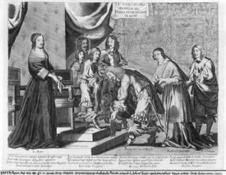 The chiefs of the Fronde admitted to greet the King Louis XIV (1638-1715) after his coming back, on 18th August 1649 (engraving) (b/w photo) | Obraz na stenu