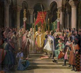 Philip Augustus (1165-1223) King of France Taking the Banner in St. Denis, 24th June 1190, 1841 (oil on canvas) | Obraz na stenu