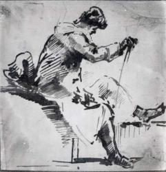 Seated man (w/c on paper) | Obraz na stenu