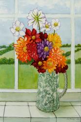 Dahlias on the Cottage Window Sill,2010,watercolour | Obraz na stenu