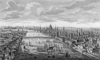 A General View of the City of London next to the River Thames, c.1780 (engraving) (b/w photo) | Obraz na stenu