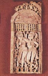 Carved Indian plaque depicting two female figures under a torana, from Begram, Afghanistan, 1st-2nd century (ivory) | Obraz na stenu