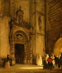 Side portal of Como Cathedral, 1850 (oil on cardboard) | Obraz na stenu