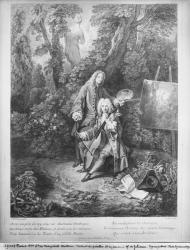 Jean Antoine Watteau and his friend Monsieur de Julienne, engraved by Nicolas Henri Tardieu (1674-1749) (engraving) | Obraz na stenu