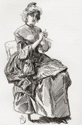 Madame Defarge. Illustration by Harry Furniss for the Charles Dickens novel A Tale of Two Cities from The Testimonial Edition, published 1910. | Obraz na stenu