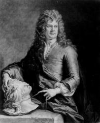 Grinling Gibbons (1648-1721), engraved by J. Smith (engraving) (b/w photo) | Obraz na stenu