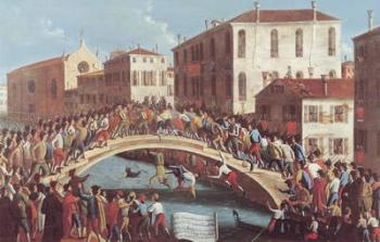 Battle with Sticks on the Ponte Santa Fosca, Venice (oil on canvas) | Obraz na stenu