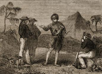 Selkirk and the British Sailors, illustration from 'Tales of Travellers or A View of the World' published 1838 (engraving) | Obraz na stenu