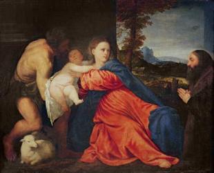 Virgin and Infant with Saint John the Baptist and Donor (oil on canvas) | Obraz na stenu