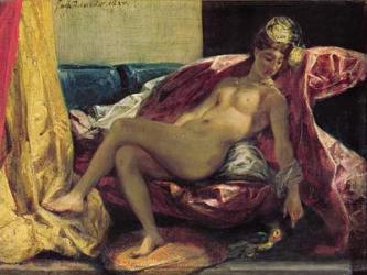 Reclining Odalisque or, Woman with a Parakeet, 1827 (oil on canvas) | Obraz na stenu