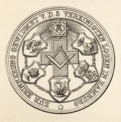 Seal of the Masons of Hamburg, from 'The History of Freemasonry, volume III', published by Thomas C. Jack, London, 1883 (litho) | Obraz na stenu