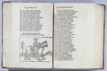 The Wife of Bath, illustration from Geoffrey Chaucer's 'Canterbury Tales', printed by William Caxton (c.1422-91) (woodcut) (b/w photo) | Obraz na stenu