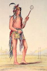 Sioux ball player Ah-No-Je-Nange, 'He who stands on both sides' (hand-coloured litho) | Obraz na stenu