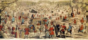 View of Versailles (coloured engraving) | Obraz na stenu