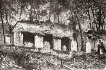 The facade of the palace at Palenque, southern Mexico (engraving) | Obraz na stenu