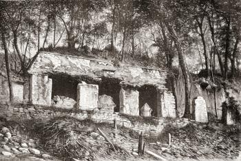 The facade of the palace at Palenque, southern Mexico (engraving) | Obraz na stenu