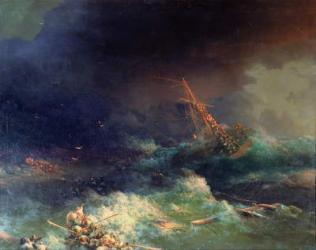 The Disaster of the Liner Ingermanland at Skagerrake near Norway on August 30th, 1842 (oil on canvas) | Obraz na stenu