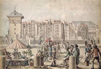 Mountebanks and Promenaders on the Pont au Change, Paris c.1790 (w/c on paper) | Obraz na stenu