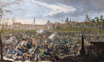 Battle of Leipzig, 19th October 1813 (colour engraving) | Obraz na stenu