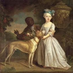 A Young Girl with a Dog and a Page, 1720-30 (oil on canvas) | Obraz na stenu