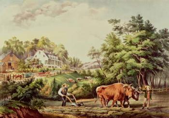 American Farm Scenes, engraved by Nathaniel Currier (1813-98) pub. by Currier and Ives, New York (colour litho) | Obraz na stenu