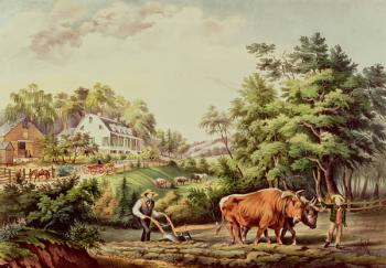 American Farm Scenes, engraved by Nathaniel Currier (1813-98) pub. by Currier and Ives, New York (colour litho) | Obraz na stenu