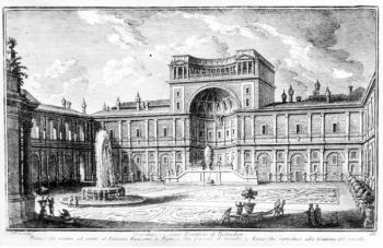 The Belvedere Court in the Vatican Rome (engraving) | Obraz na stenu