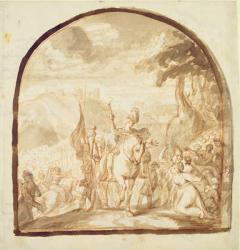 Claudius Civilis Leaving the Women and Children to go and Fight at Xanten, 1662 (pen and brown ink and chalk on paper) | Obraz na stenu